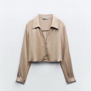 Zara Satin Effect Crop Shirt